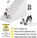 Stair Climbing Cart, Folding Hand Truck, Aluminum Alloy Luggage Moving Trolley Cart Heavy Duty with Bungee Cord, Grocery Shopping Cart with TPR Wheels and Telescoping Handle Outdoor Office