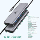 USB C Docking Station Dual Monitor Adapter, 14 in 1 USB C Triple Display Docking Station to Dual HDMI,VGA,Ethernet,3USB3.0,2 USB2.0,PD,USB C Port,SD/TF, Audio for Dell XPS 13/15, Lenovo Yoga,HP x360