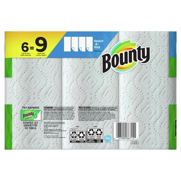 Bounty Select-A-Size Paper Towels, 6 Count White