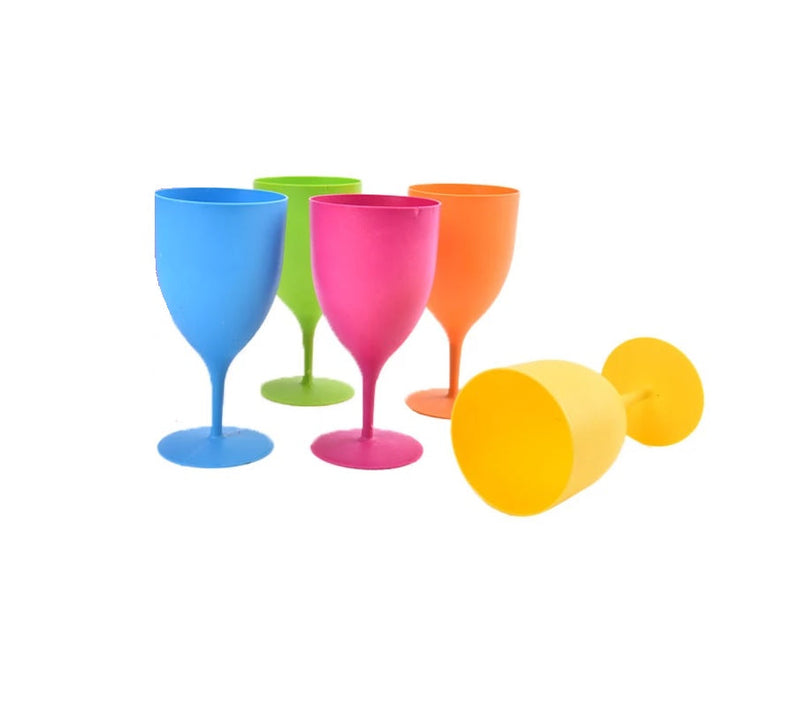 Patio Plastic Wine Glasses 5 piece Set / Party Glasses / Picnic Glasses