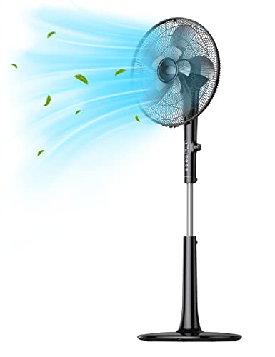 Pedestal Fan with Remote, Oscillating Stand Fan for Home Bedroom, 16" Blade