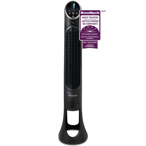 HONEYWELL HYF290BC QuietSet Whole Room Tower Fan, Black, with Oscillation, Remote Control, Slim Profile