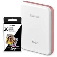 Canon IVY Mobile, Portable Mini Photo Printer, Rose Gold with Zink Photo Paper Pack, 20 sheets