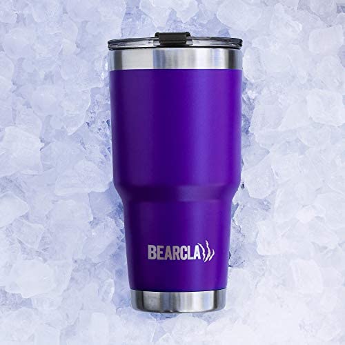 MalloMe Bearclaw Stainless Steel Tumbler - 24 Hours Cold Water 6 Hour Hot Coffee Vacuum Insulated Mug Cup Set, Purple 30 oz