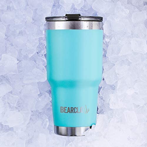 MalloMe Bearclaw Stainless Steel Tumbler - 24 Hours Cold Water 6 Hour Hot Coffee Vacuum Insulated Mug Cup Set, Aquamarine Blue 30 oz