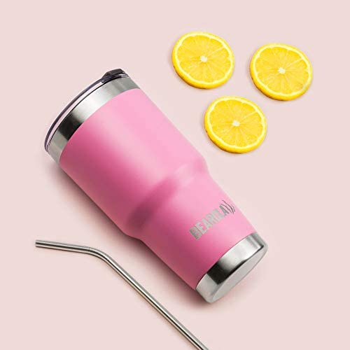 MalloMe Bearclaw Stainless Steel Tumbler - 24 Hours Cold Water 6 Hour Hot Coffee Vacuum Insulated Mug Cup Set, Blossom Pink 30 oz