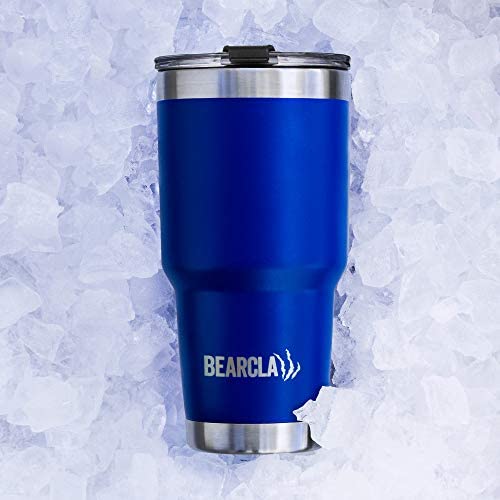 MalloMe Bearclaw Splashproof Tumbler, Metal Straw, 2 Lids, Handle, Brush, Dishwasher Safe - Stainless Steel Vacuum Insulated Cup Set, Royal Blue 30 oz