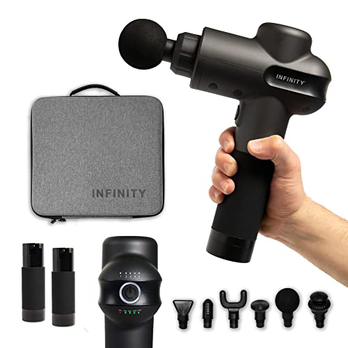 Infinity PR Pro Endurance Percussion Massage Device (Black) Swappable Battery Included 45W high Torque and Performance brushless Motor Eight Hour Total runtime