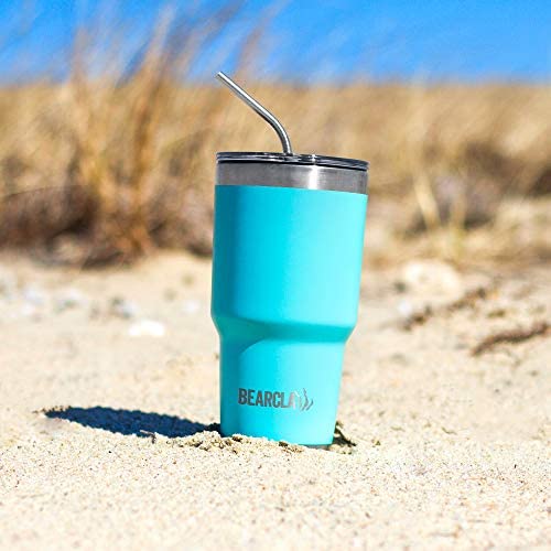 MalloMe Bearclaw Stainless Steel Tumbler - 24 Hours Cold Water 6 Hour Hot Coffee Vacuum Insulated Mug Cup Set, Aquamarine Blue 30 oz