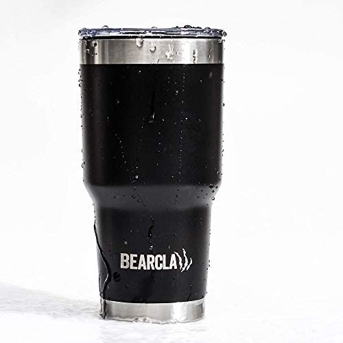 MalloMe BEARCLAW Insulated Tumbler With Handle & Straw - Stainless Steel Tumblers Coffee Travel Mug - Reusable Insulated Cup for Water with Brush, 2 Lids & Straws - Splash-Proof 30 Oz Black