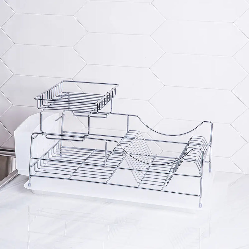 Scoop 2-Tier Dish Rack - White