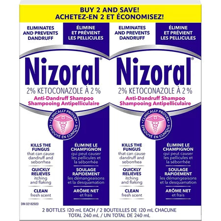 Nizoral Ketoconazole 2 Percent Anti-dandruff and Itchy Scalp Shampoo (120 mL (Pack of 2))