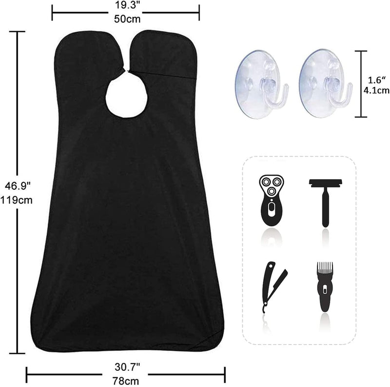 Beard Bib Beard Apron, Beard Trimming Catcher, 2 Pack ( Black plus White )