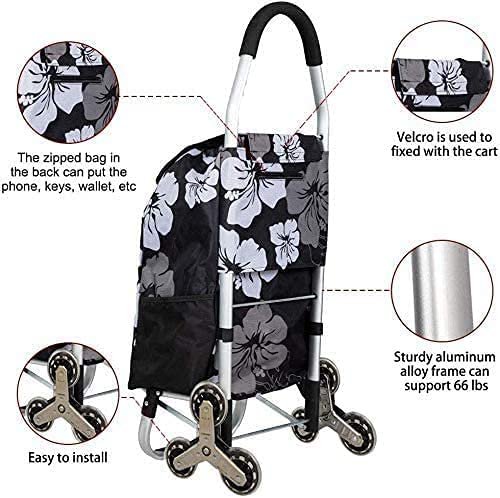 Folding Shopping Trolley with Aluminum Frame&Removable Waterproof Canvas Bag,Shopping Cart Grocery Cart(11''Lx13''Wx41.5''H)