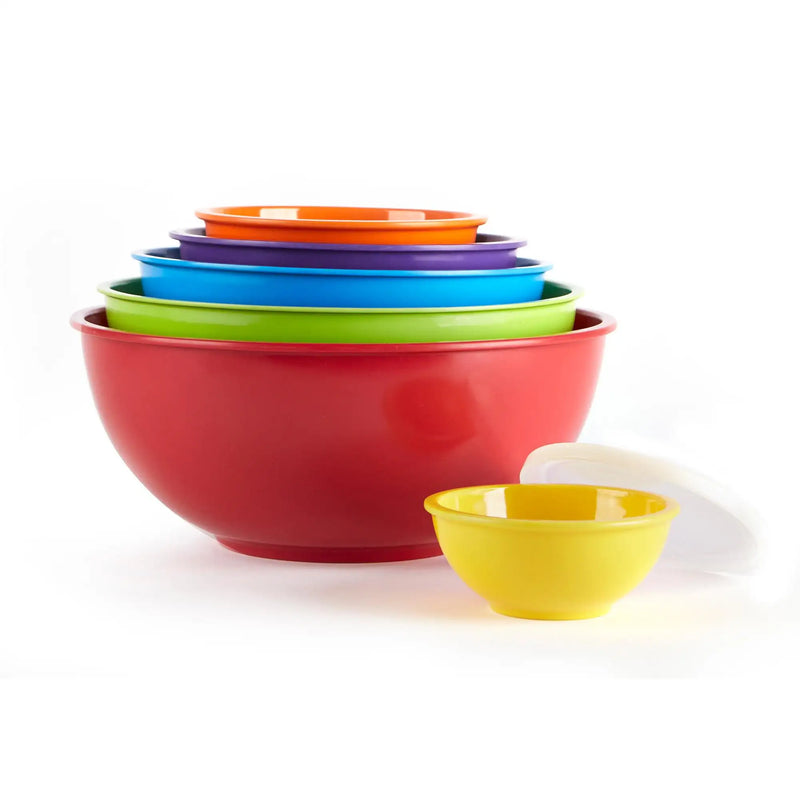 KSP Multi Melamine Mixing Bowl with Lids - Set of 6 (Multi Brights)