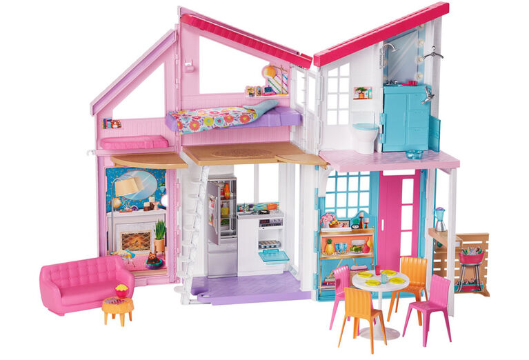 Barbie Malibu House 2-Story Dollhouse with Transformation Features and 25+ Pieces