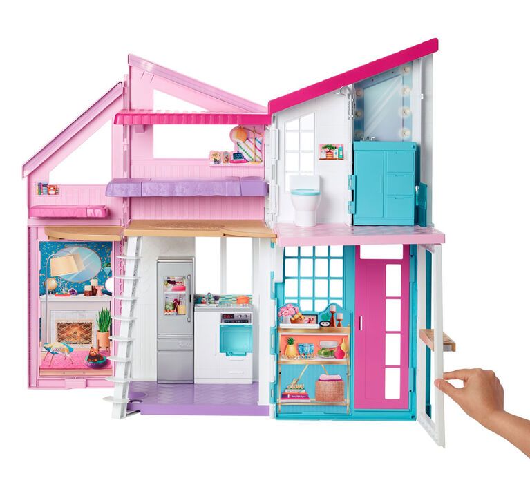 Barbie Malibu House 2-Story Dollhouse with Transformation Features and 25+ Pieces