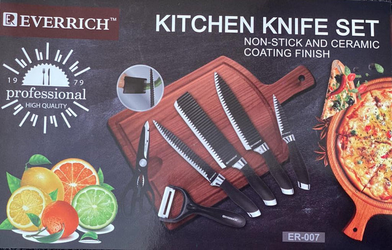 EVERRICH NON-STICK KITCHEN KNIFE SET, 7PCS