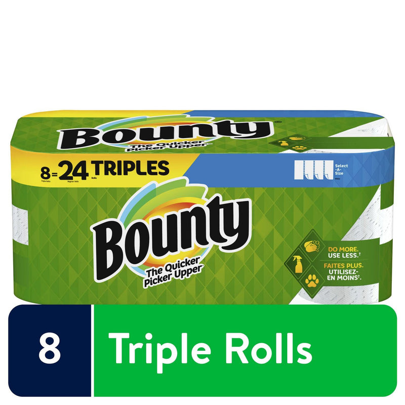 Bounty Select-A-Size Paper Towels, White, 8 Triple Rolls = 24 Regular Rolls