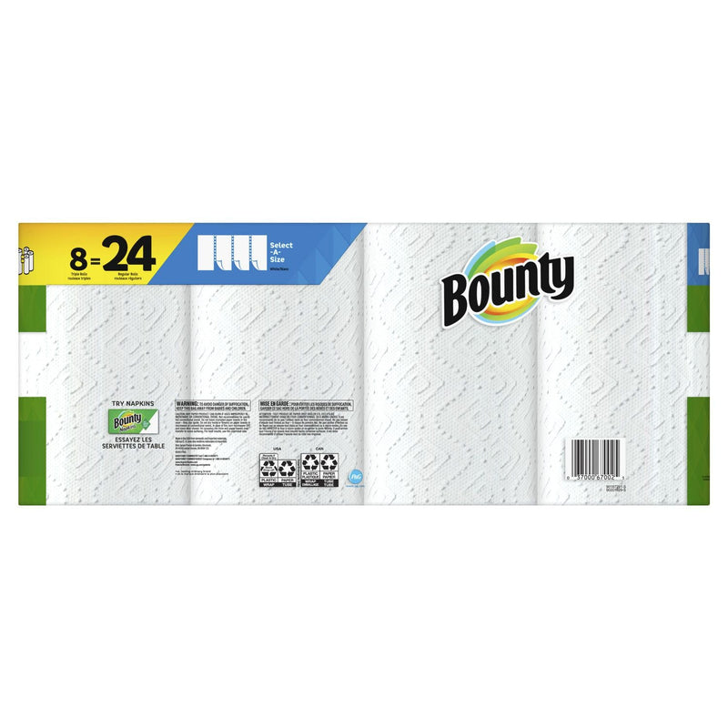 Bounty Select-A-Size Paper Towels, White, 8 Triple Rolls = 24 Regular Rolls