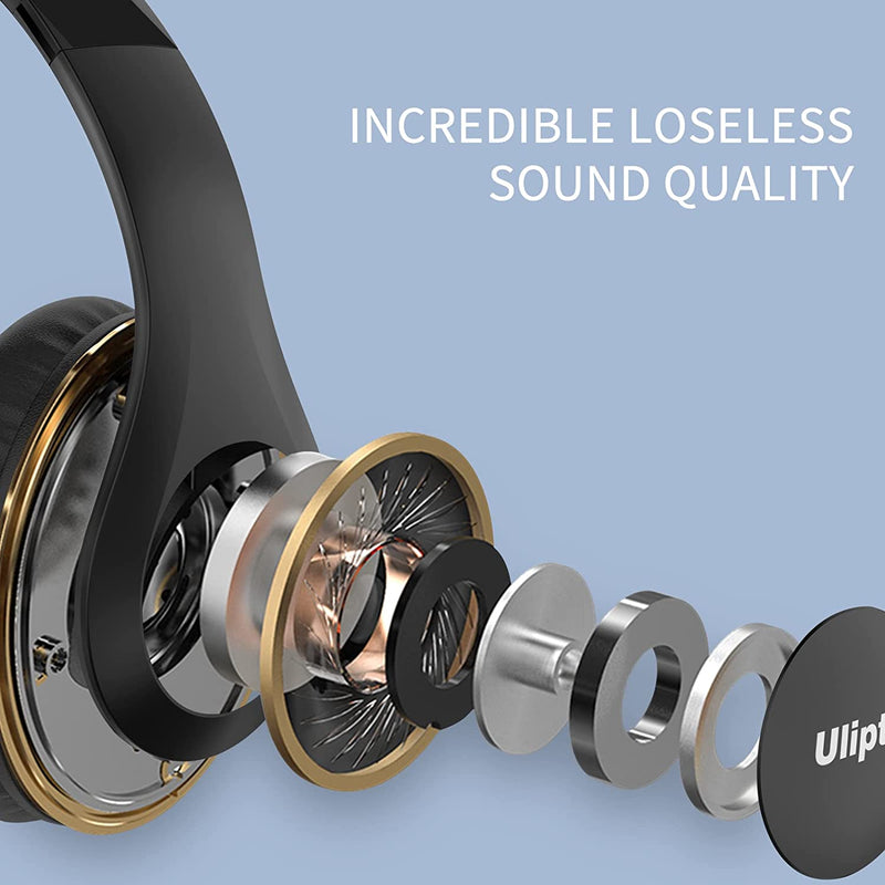 Uliptz Wireless Bluetooth Headphones, 65H Playtime Over Ear Headphones with Microphone, 6EQ Sound Modes Wireless Headphones