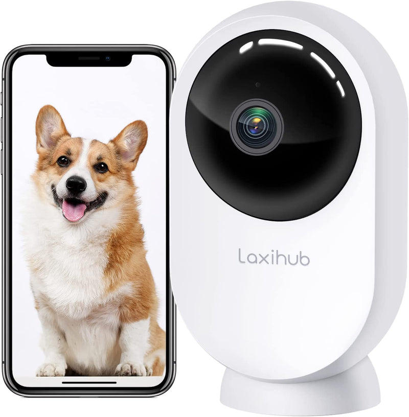 Laxihub Security Camera, PTcam Home Monitor for Cats & Dogs, Pan/Tilt, Motion & Sound Detection, Super IR Night Vision, Two-Way Audio, Works with Alexa