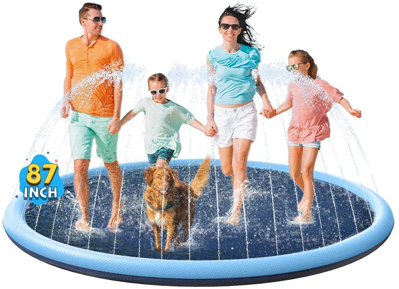 Non-Slip Splash Pad Sprinkler for Kids Toddlers, Kiddie Baby Pool, Outdoor Games Water Mat Toys - Infant Wading Swimming Pool - Fun Backyard Fountain Play Mat for 1-8 Age Girls Boys or Pet Dog