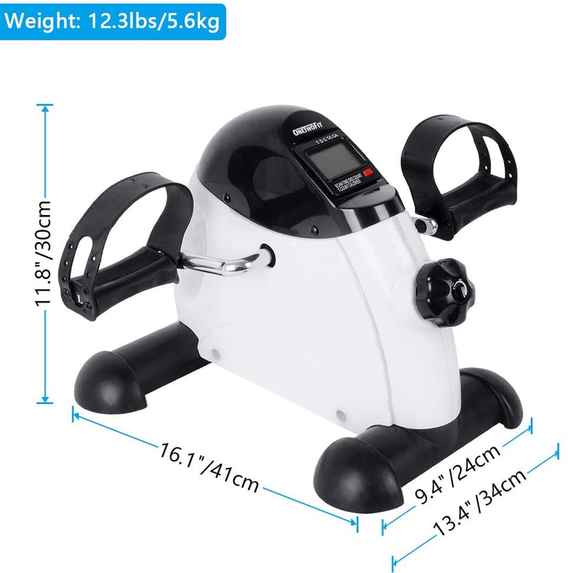 OneTwoFit Mini Exercise Bike Portable Pedal Exerciser Legs and Arms Fitness Cycling with LCD Display for Seniors Rehab