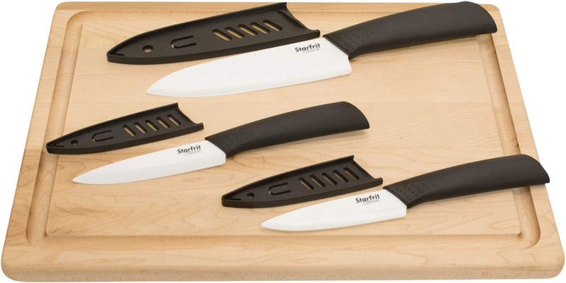 Starfrit Set of 3 Ceramic Blade Knives, , Black