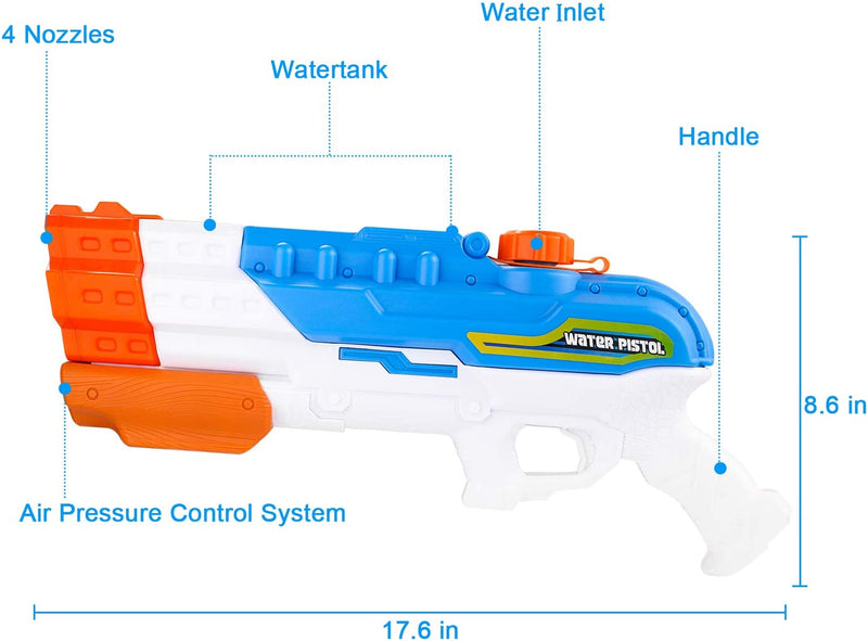 Balnore Water Gun Soaker Water Blaster High Capacity 1200CC Squirt Gun 30ft Water Pistol Water Fight Summer Toys Outdoor Swimming Pool Beach Water Toys for Kid&Adult