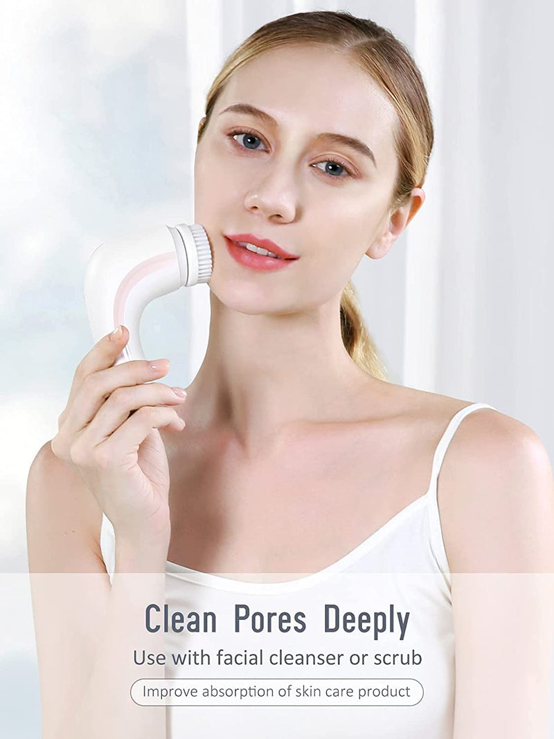 Electric Facial Cleansing Brush Spinning Waterproof Face Scrub with 2 Bi-Directional Rotating Heads