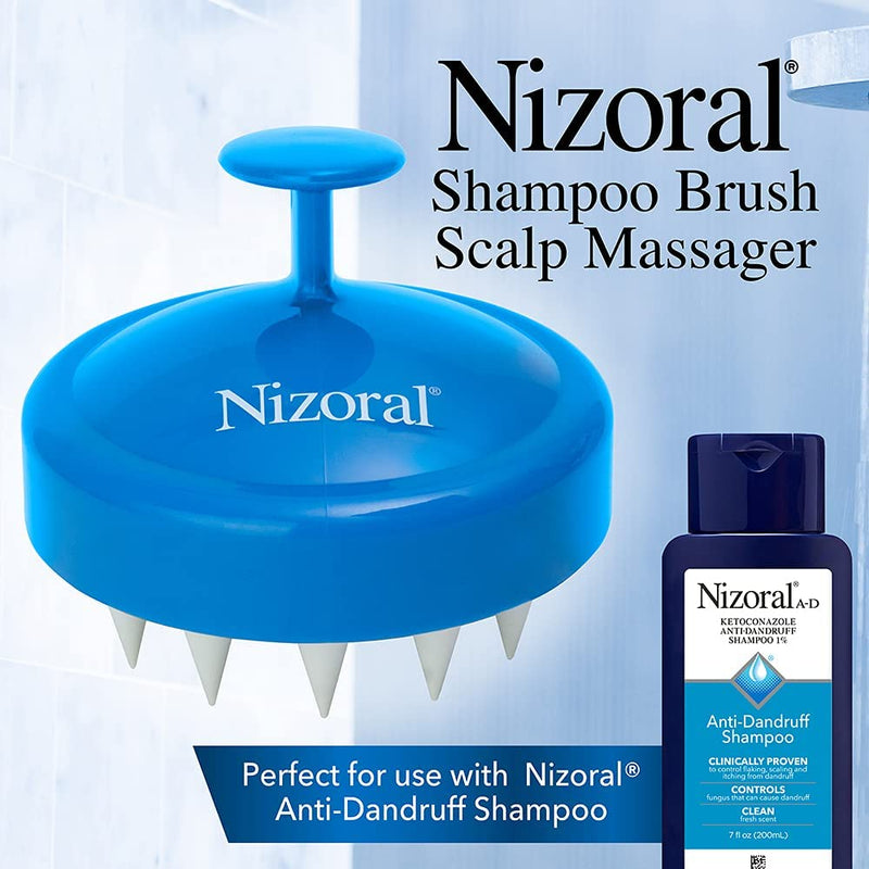 Nizoral Hair Shampoo 2% Ketocinazole Anti Dandruff Shampoo and Brush with Soft Silicone Scalp Massager head brush