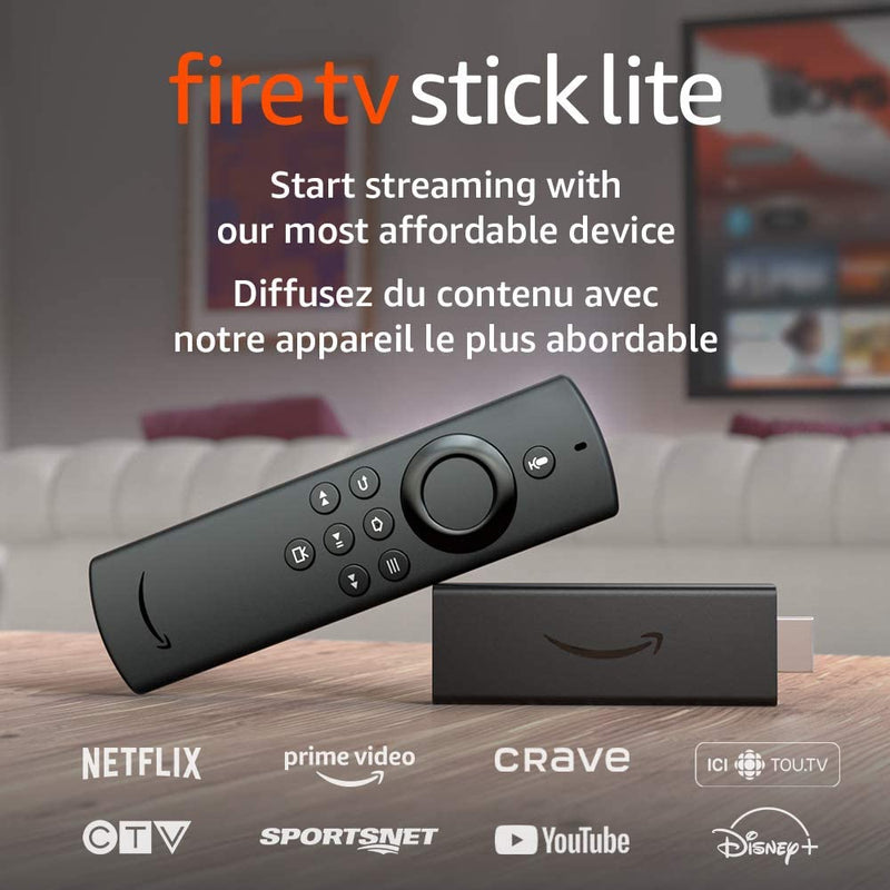 Fire TV Stick Lite with Alexa Voice Remote Lite (no TV controls), HD streaming device