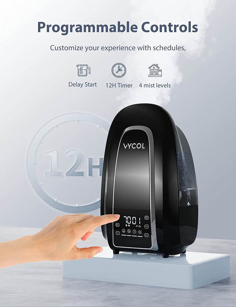 Vycol 5.6L Smart Cool Mist Humidifier with Humidity Sensor & Timer for Large Room Home, Customized Humidity