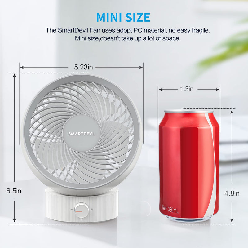 SmartDevil Mini USB Fan, Small Desk Fan with Strong Wind, Quiet Operation Portable Personal Fan for Home Office Bedroom