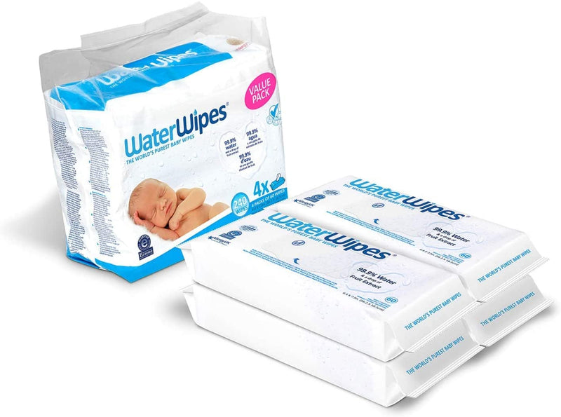 WaterWipes Sensitive Baby Wipes, 4 Packs of 60 Count (240 Count)