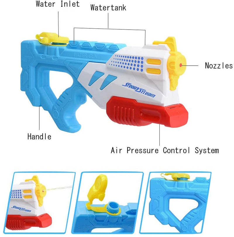 WTOR 2 Pack - 3 Pack Water Gun Toys 1200CC Squirt Gun Target Practice Huge Water Blaster/Large Capacity Squirt Gun for Beach/Longer Shooting Range Vacation Pool Party/Game Fun Far Range in Summer Water Squirt Gun Fights Play for Childrens Kids/Adults