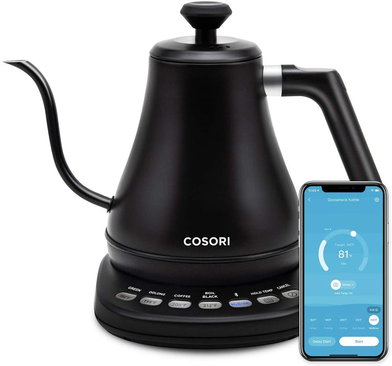 COSORI Electric Gooseneck Smart Bluetooth Temperature Control 5 Variable Presets Pour Over Kettle