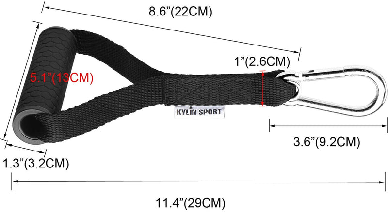 KYLIN SPORT Upgraded Cable Machine Attachments Resistance Bands Handles Grips Fitness Strap Stirrup Handle Cable Attachment Silicon Grip with Metal Carabiner Colorful Version