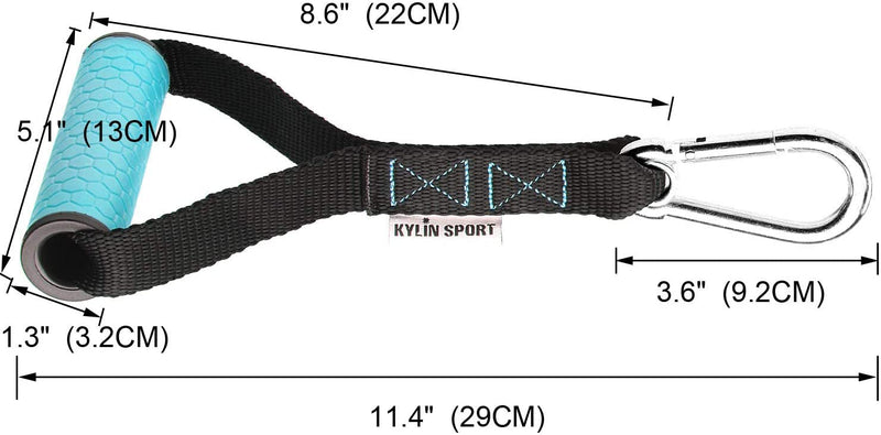 KYLIN SPORT Upgraded Cable Machine Attachments Resistance Bands Handles Grips Fitness Strap Stirrup Handle Cable Attachment Silicon Grip with Metal Carabiner Colorful Version