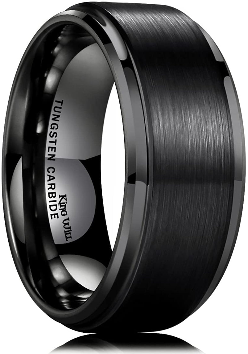 BASIC 10mm Men's Tungsten Carbide Ring Polished Beveled Edge Matte Brushed Finish