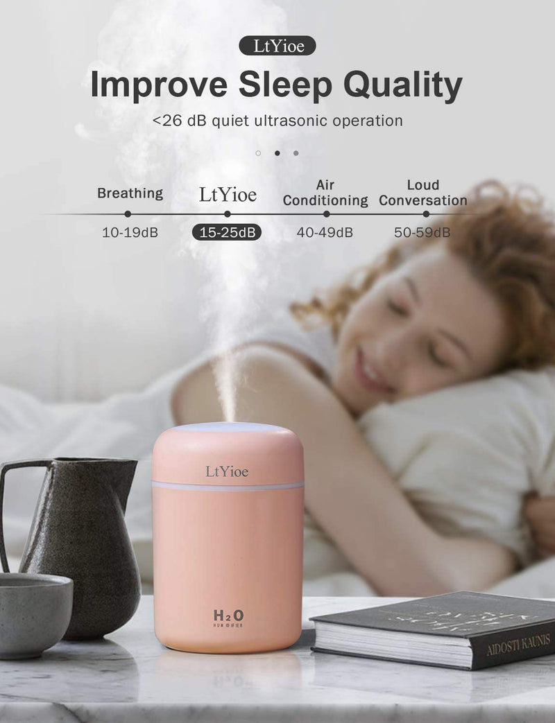 LtYioe Colorful Cool Mini Humidifier, USB Personal Desktop