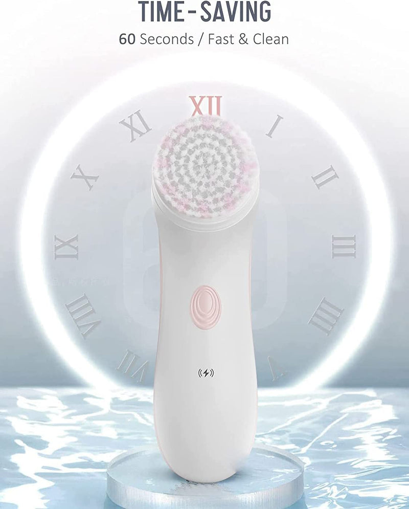 Electric Facial Cleansing Brush Spinning Waterproof Face Scrub with 2 Bi-Directional Rotating Heads