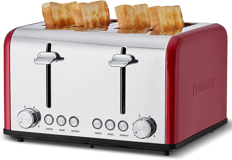 CUSIMAX Stainless Steel Toaster, Bread Toasters 4 Extra Wide Slot