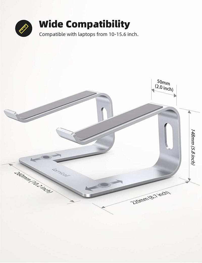 Laptop Stand, Lamicall Laptop Riser Holder : Ergonomic Detachable Aluminum Computer Notebook Stand Elevator for Desk, Compatible with 2021 MacBook Air Pro, Dell XPS, HP (10-15.6'') - Silver