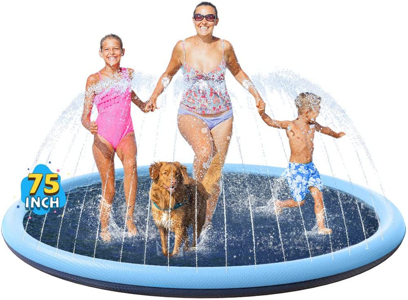 Non-Slip Splash Pad Sprinkler for Kids Toddlers, Kiddie Baby Pool, Outdoor Games Water Mat Toys - Infant Wading Swimming Pool - Fun Backyard Fountain Play Mat for 1-8 Age Girls Boys or Pet Dog