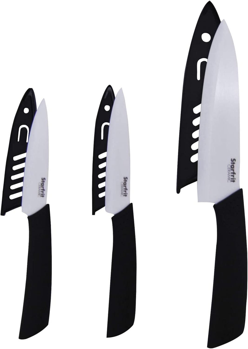 Starfrit Set of 3 Ceramic Blade Knives, , Black