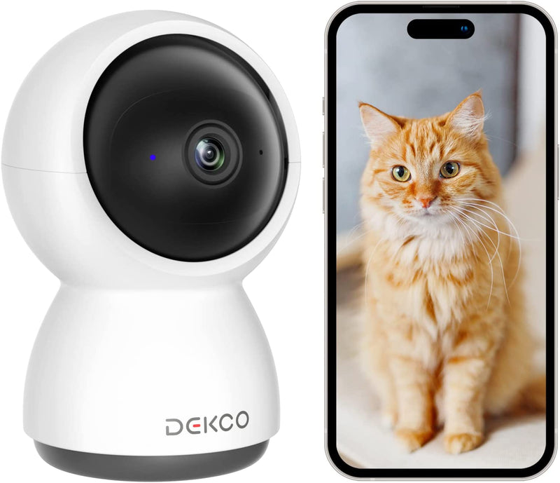 DEKCO Baby Monitor with Night Vision, Phone Notification and 2-Way Audio, 360° PTZ Camera Surveillance Interieur Work with Alexa