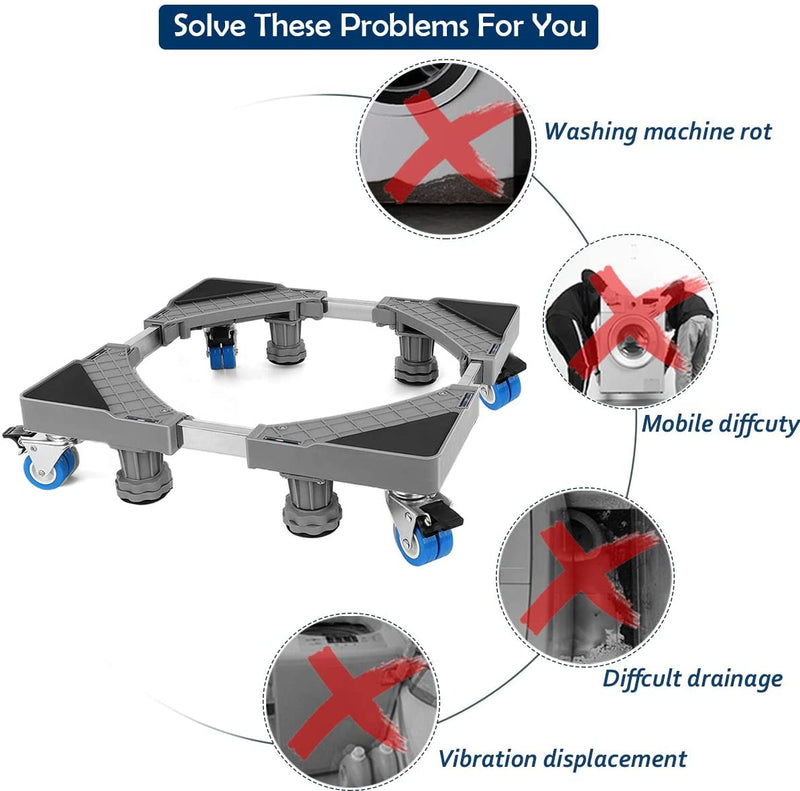 NIUXX Mobile Roller with 4 Locking Wheels and 4 Feets - Adjustable Telescopic Furniture Dolly Roller for Washing Machine Stand Refrigerator Base Moving Cart