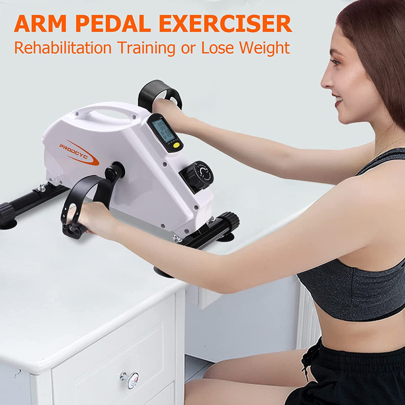 Prodcyc Under Desk Bike Pedal Exerciser Mini Exercise Bike Magnetic Stationary Cycle for Leg and Arm Recovery & Therapy, Indoor Desk Cycle for Home & Office